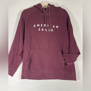 American Eagle Outfitters UNISEX Sweatshirt Hoodie Sz L Maroon‎ PREOWNED A61